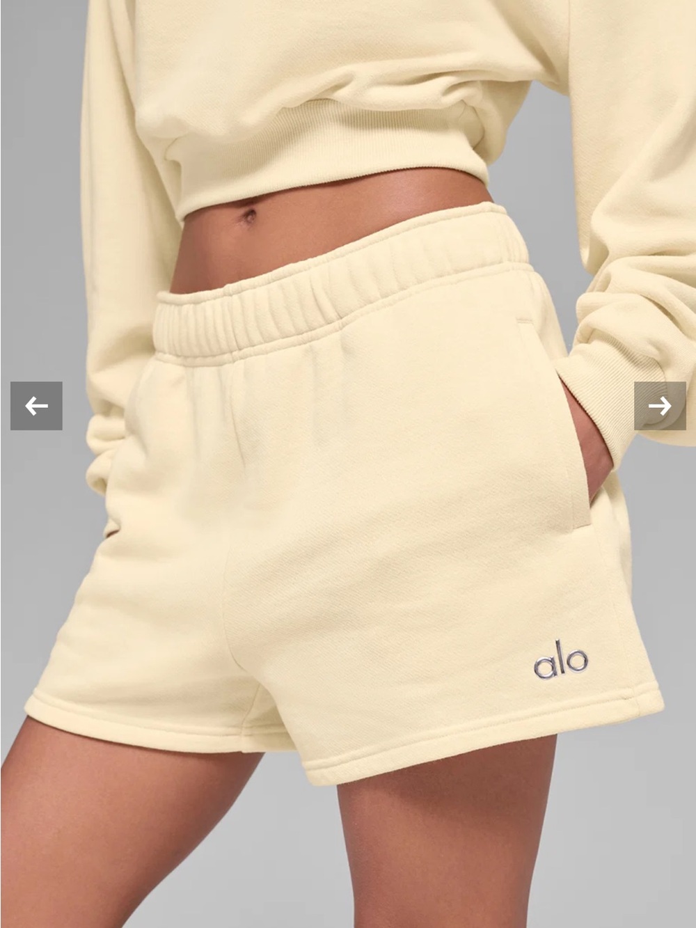 Alo Yoga Accolade Sweat Shorts Candlelight Yellow Sz XXS (00-0) W6472RG